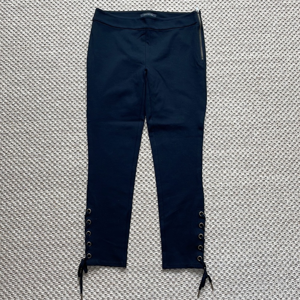 ANN TAYLOR Black Sz 2 Dress pant Leggings Leg Ties NWOT 28/25"